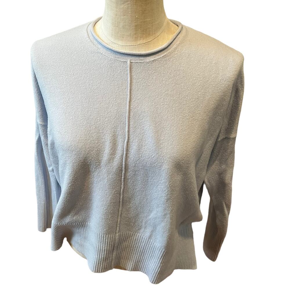 French Connection Soft Boxy Ribbed Sleeve Sweater Pale Blue S